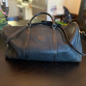 Vintage mens black leather duffel